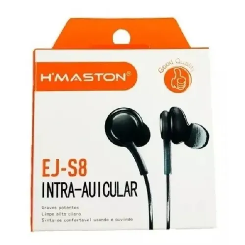 Fone De Ouvido com fio Intra Auricular com microfone Reforçado - EJ-S8 - H'Maston