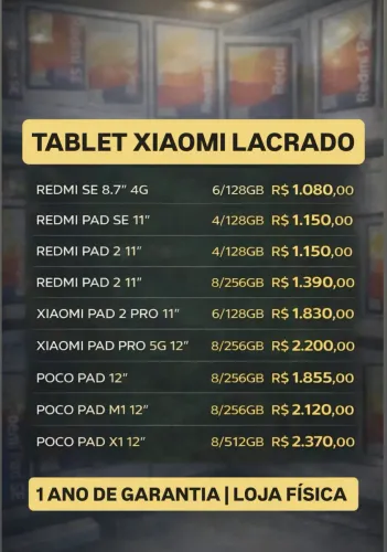 Tablet Xiaomi lacrado | Linha completa Pronta entrega | 1 ano de garantia | Loja física BH