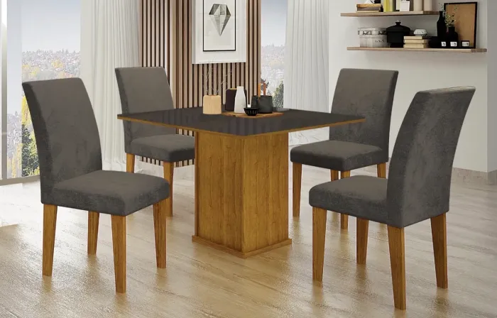 Mesa de Jantar C/ tampo de vidro Lackeado cantos boleados em Mega Promoção !