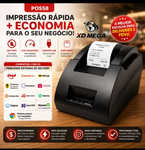Máquina de imprimir pedido de delivery
