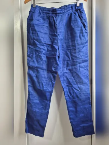 Calça Zara Basic 100% Linho Azul Royal Tamanho P