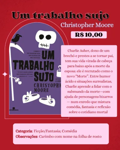 livro um trabalho sujo christopher moore