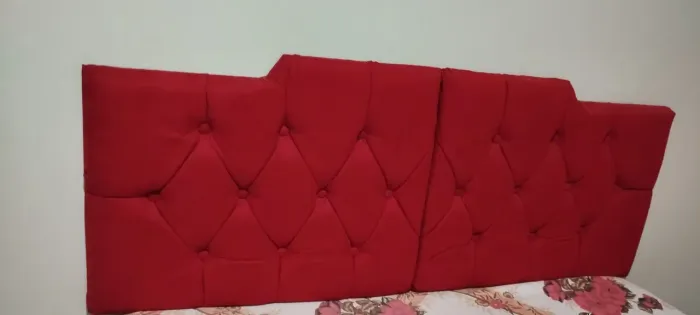 Cabeceira de Cama casal Suspensa Estofada 1,40 x 55 Paris Vermelho Suede