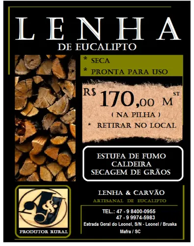 LENHA DE EUCALIPTO  EM  METRO /ESTUFA DE FUMO - SECAGEM DE GRÃOS - CALDEIRAS