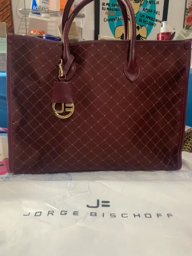 Bolsa jorge bischoff em homonograma vinho