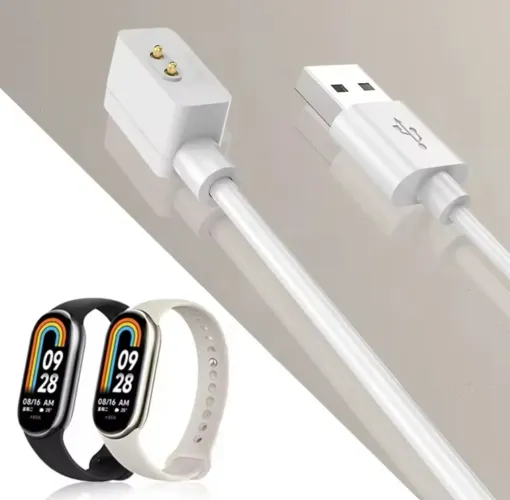 Cabo Carregador Magnetico Para Xiaomi Mi Band 8 Usb 1m Branco
