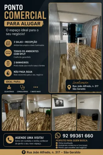 Aluga-se escritório 3 salas/ 2 banheiros/ 2 vagas de garagem