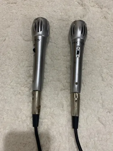 2 Microfones Tec Toy Original p/ karaokê