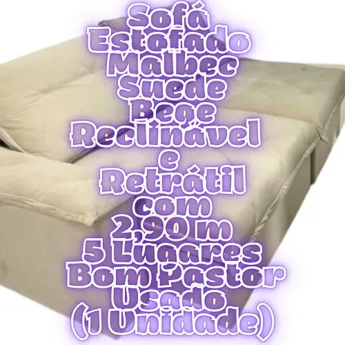 Sofá Estofado Malbec Reclinável e Retrátil 2,90m Bom Pastor Usado