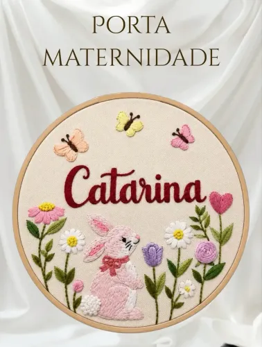 Porta Maternidade | Bordado | Enfeite de Porta 
