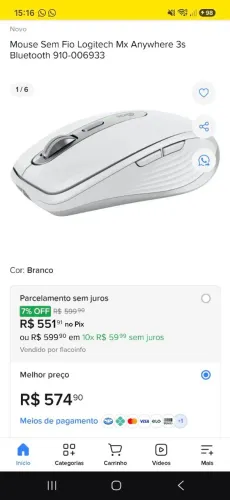 Mouse Sem Fio Logitech MX Anywhere 3 - Ergonômico e Preciso