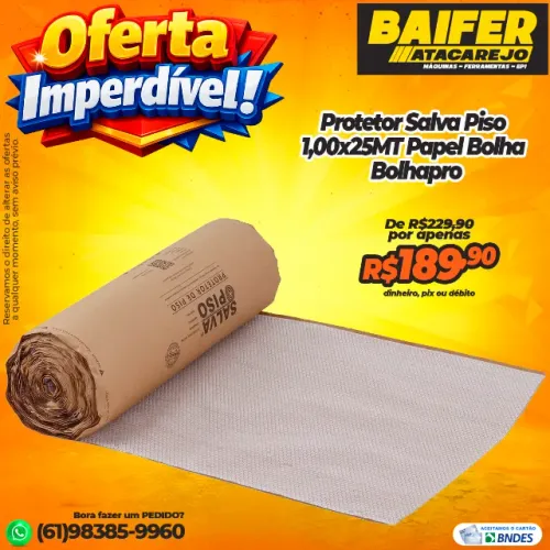 Protetor Salva Piso 1,00x25MT Papel Bolha Bolhapro