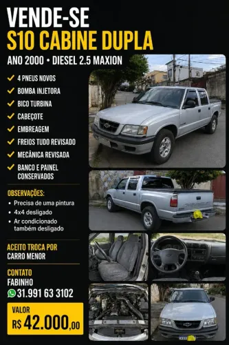Chevrolet S10 P-up Luxe 2.5 4X4 CD TB MAX HST Dies 2000