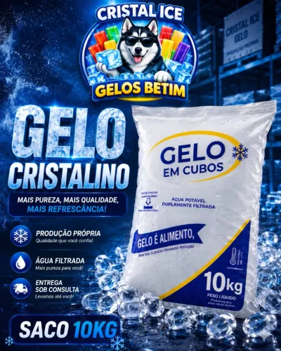 ? GELO EM CUBO CRISTALINO COM O MELHOR PREÇO DA REGIÃO! 10 KG