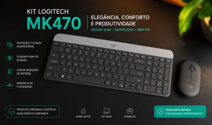 Kit Teclado e mouse sem fio Logitech MK470