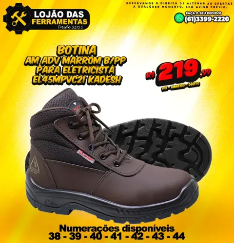 Botina AM ADV Marrom B/PP Para Eletricista EL45MPVC21 Kadsh