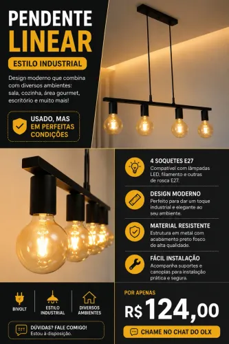 Luminária pendente linear