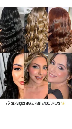 Maquiagem social penteado, ondas