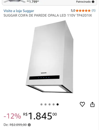Coifa de parede SUGGAR OPALA nova