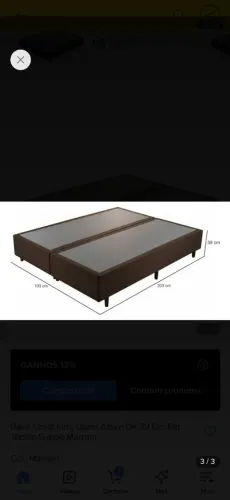 Base Cama Box King Gazin 193x203 cm - Suede Marrom - 39 cm de Altura
