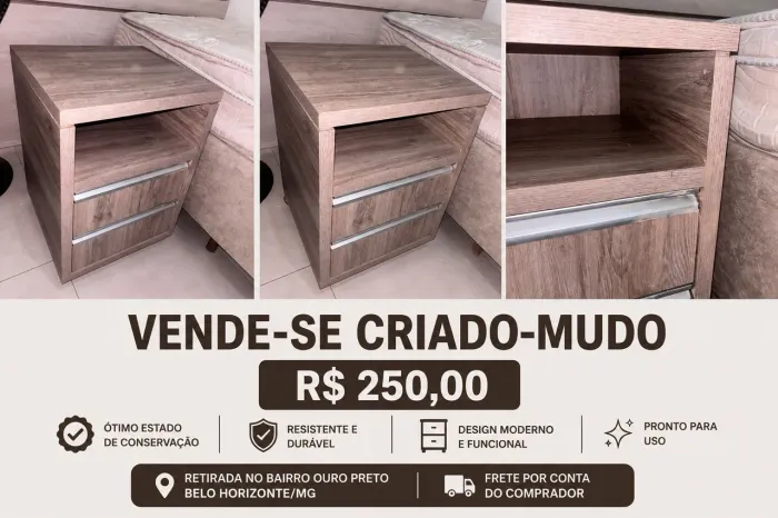 Criado-Mudo 2 Gavetas em Ótimo Estado - R$ 250