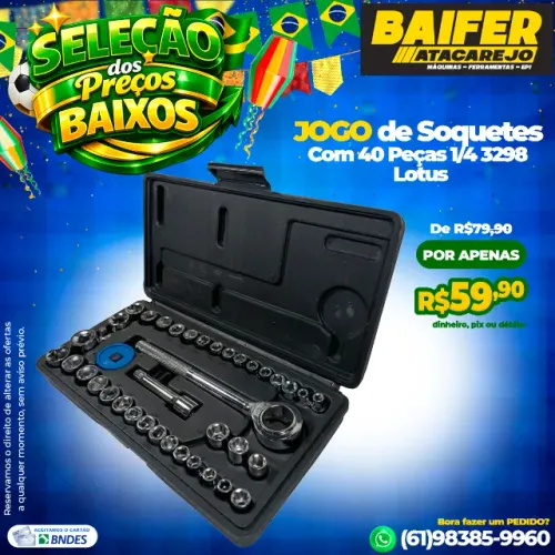 Jogo de Soquetes Com 40 Peças 1/4 3298 Lotus
