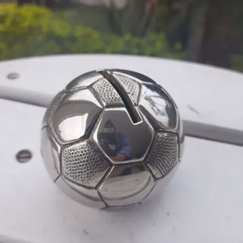 Enfeito antigo em metal prateado cofrinho antiguidade 7,5cm x 8,5cm