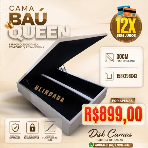 Base Baú Casal Queen Reforçada Varias Medidas