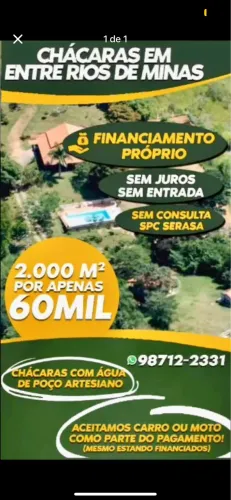 Chácara, terreno em Entre Rios de minas 