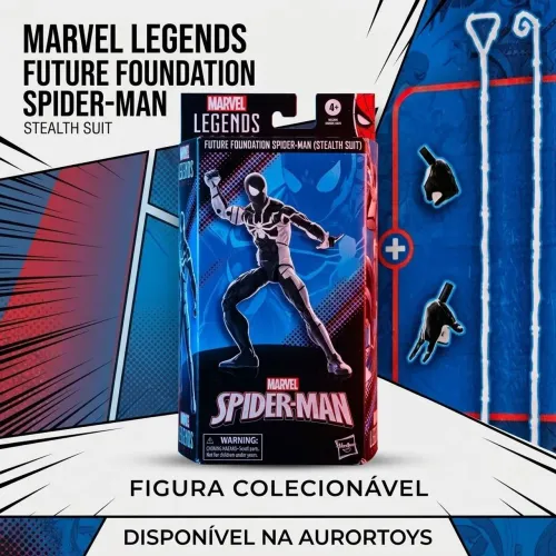 MARVEL LEGENDS - FUTURE FOUNDATION SPIDER-MAN (STEALTH SUIT) | NOVO E LACRADO