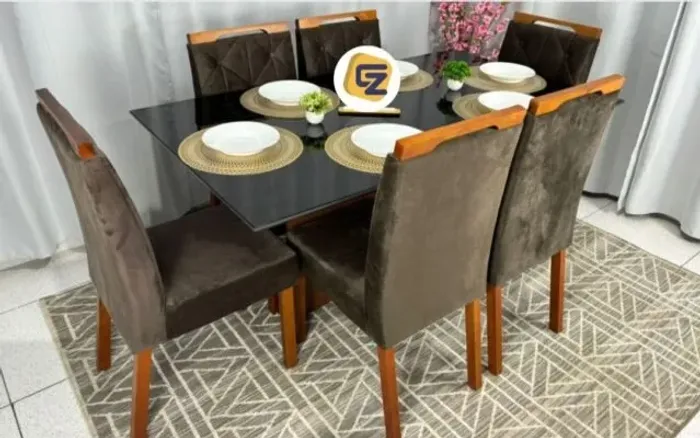 MESA DE JANTAR + 6 CADEIRAS 160 CM