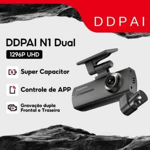 Câmara Veicular DDPAI N1 Dual DashCam (Frontal e Traseira)