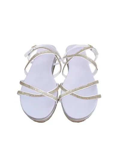 Sandália branca platform com strass n40