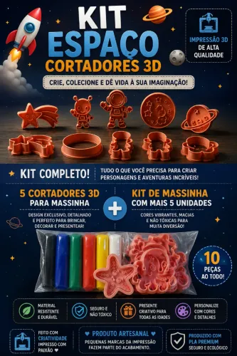 Kit Anti Tela Infantil - Massinha + Cortadores Fundo do Mar 3D
