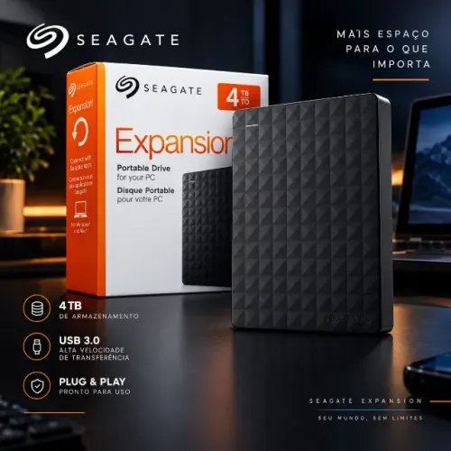 HD Externo Seagate Expansion 4TB - Pouquíssimo Uso, Excelente Estado