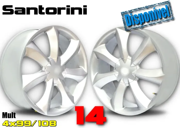 Rodas esportivas Santorini aro 14 Prata multi furos Ford 4x108 e 4x100 novas