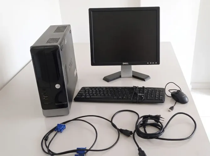 Kit PC COMPLETO: Computador HP + Monitor DELL LCD +TECLADO + MOUSE + CABOS ENERGIA E VGA