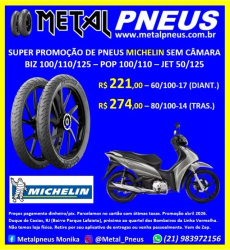 Pneus Michelin Biz Pop Jet - Sem Câmara