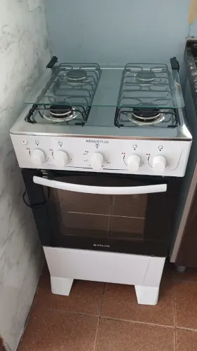 Fogão 4 Bocas Atlas Mônaco Plus Branco com Mesa Inox - Bivolt
