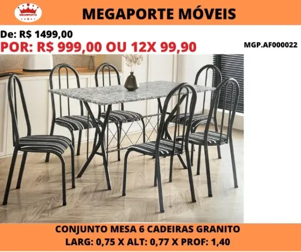 MESA DE GRANITO 6 LUGARES
