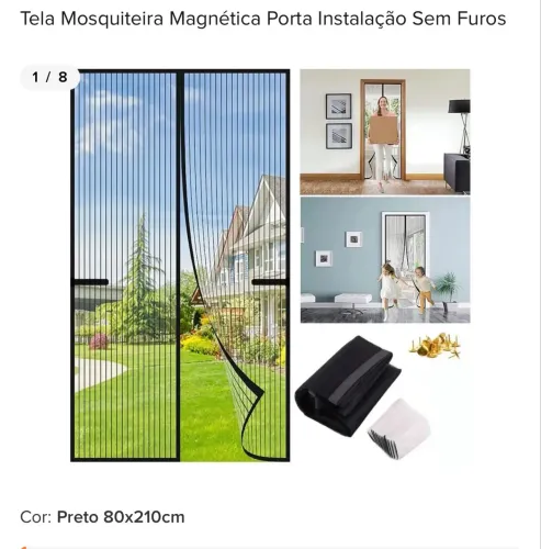 Tela Mosquiteira Magnética Porta Instalação Sem Furos