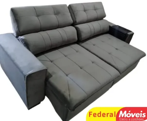 Sofá 2,30m Retrátil e Reclinável Espuma D28 Super Lindo Fazemos Entrega