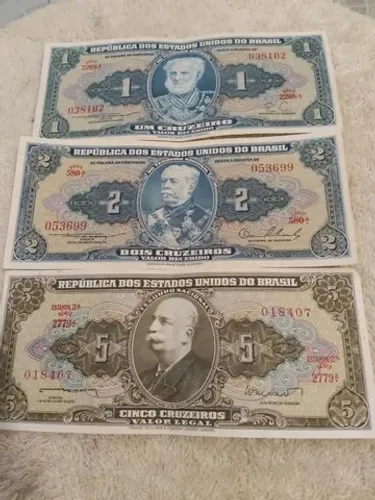 Notas antigas de $1 $2 $5