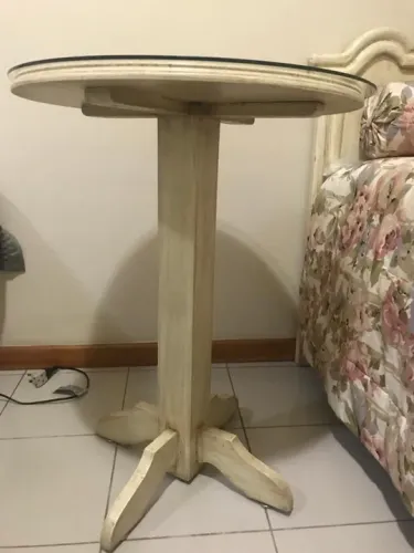 Mesa VINTAGE madeira maciça redonda PÁTINA