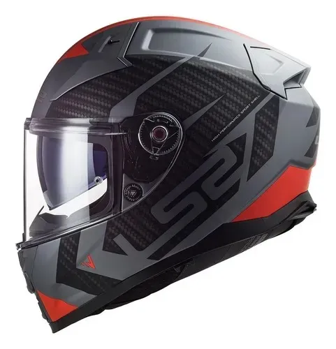 Capacete Ls2 Ff811 Vector 2 Splitter Cinza Vermelho Fosco