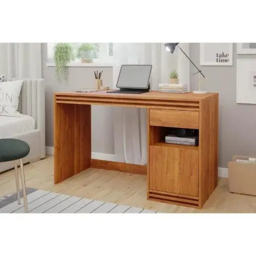 PREÇO BAIXO! Mesa Escrivaninha Casal Mila c/ 1 Porta e 1 Gaveta Cinamomo - Permóbili