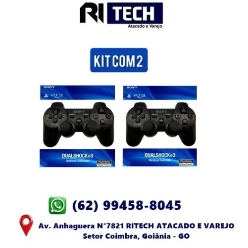 Kit 2 Controles Ps3 Video Game Playstation 3 Sem Fio Dual Shock Wirelless