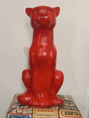 Escultura Pantera Sentada em Gesso 