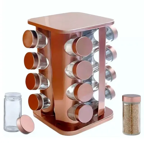Porta Temperos Giratório Rose Gold  16 condimentos - Elegância e Organização