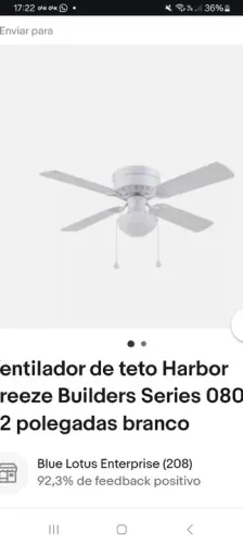 Ventilador de Teto Harbor Breeze Builders Series 080 - Branco